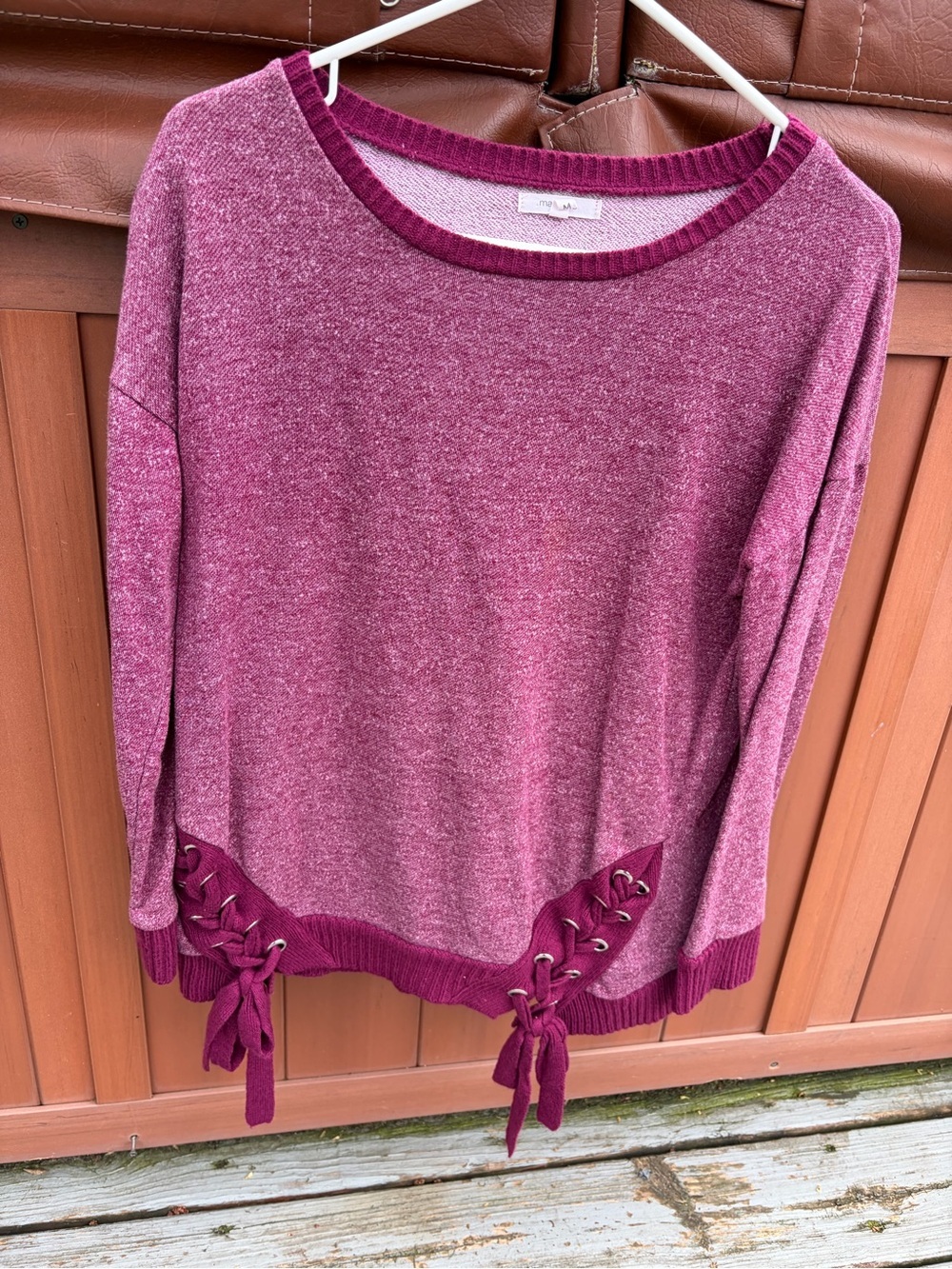 Maurices Berry Marled Lace-Up Hem Sweater
